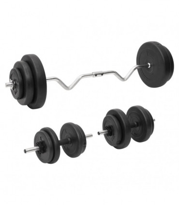 vidaXL Curl Barbell and Dumbbell with Plates 60 kg