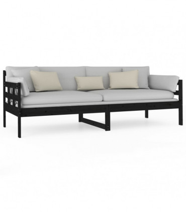 vidaXL Day Bed Black Solid Wood Pine 80x200 cm