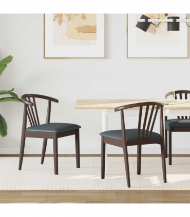 vidaXL Dining Chair 2 pcs Light Brown and Black Solid Rubberwood