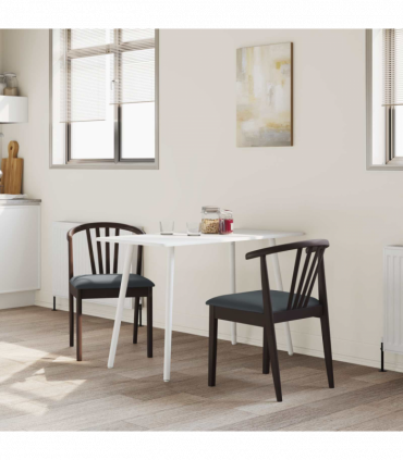 vidaXL Dining Chair 2 pcs Light Brown and Black Solid Rubberwood