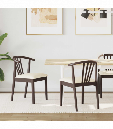 vidaXL Dining Chair 2 pcs Light Brown and Light Solid Rubberwood