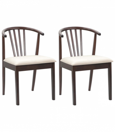 vidaXL Dining Chair 2 pcs Light Brown and Light Solid Rubberwood