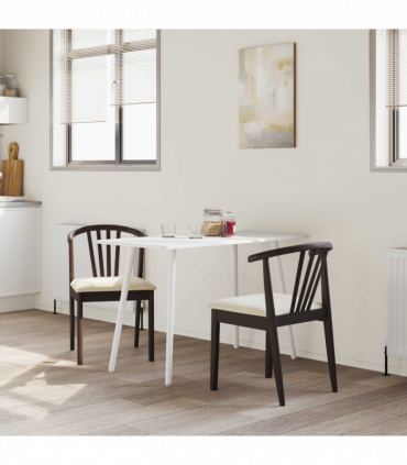 vidaXL Dining Chair 2 pcs Light Brown and Light Solid Rubberwood