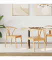 vidaXL Dining Chair 2 pcs Natural Solid Rubber Wood
