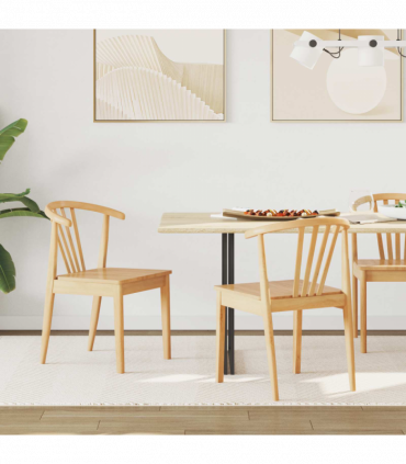 vidaXL Dining Chair 2 pcs Natural Solid Rubberwood