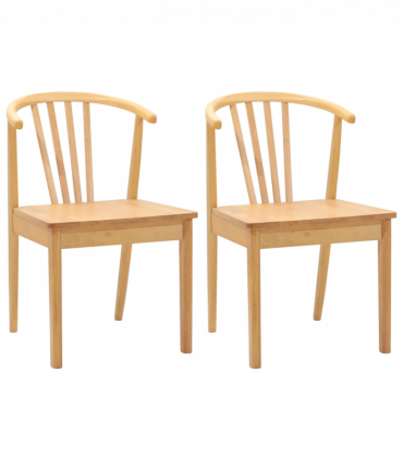 vidaXL Dining Chair 2 pcs Natural Solid Rubberwood