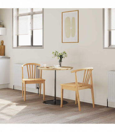 vidaXL Dining Chair 2 pcs Natural Solid Rubberwood