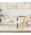 vidaXL Dining Chair 2 pcs Natural and Light Solid Rubber Wood