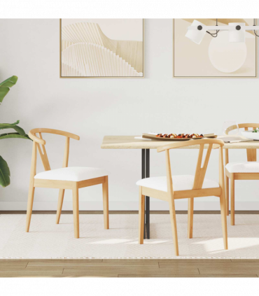 vidaXL Dining Chair 2 pcs Natural and Light Solid Rubber Wood