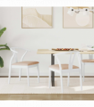 vidaXL Dining Chair 2 pcs White and Brown Solid Rubber Wood