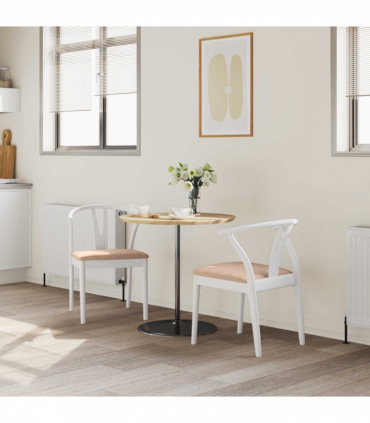 vidaXL Dining Chair 2 pcs White and Brown Solid Rubber Wood