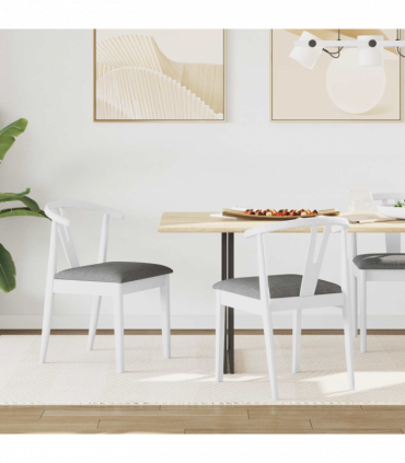 vidaXL Dining Chair 2 pcs White and Grey Solid Rubber Wood