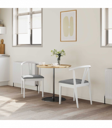 vidaXL Dining Chair 2 pcs White and Grey Solid Rubber Wood