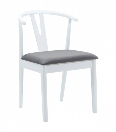 vidaXL Dining Chair 2 pcs White and Grey Solid Rubber Wood