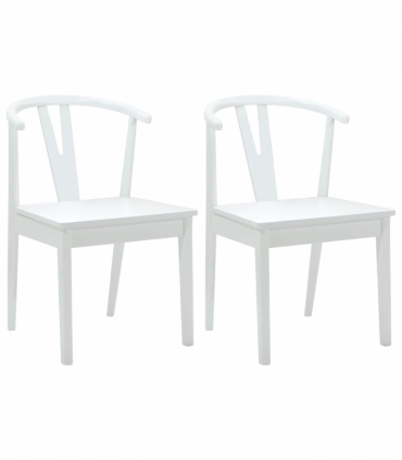 vidaXL Dining Chair 2 pcs White and White Solid Rubber Wood