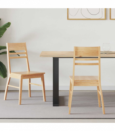 vidaXL Dining Chairs 2 pcs Natural 43 x 54 x 89 cm Solid Rubber Wood