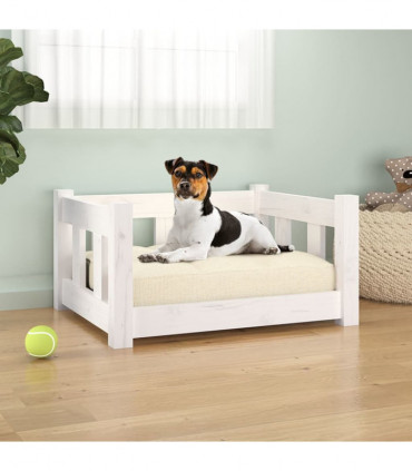 vidaXL Dog Bed White 55.5x45.5x28 cm Solid Wood Pine