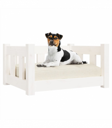 vidaXL Dog Bed White 55.5x45.5x28 cm Solid Wood Pine