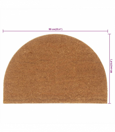 vidaXL Door Mat Natural Half Round 60x90 cm Tufted Coir
