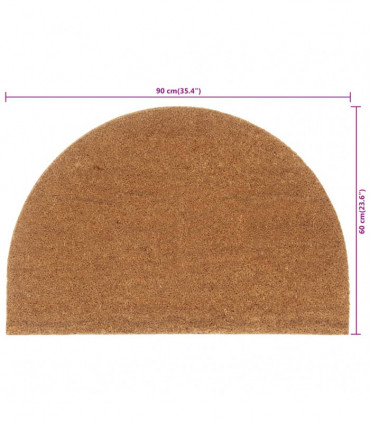 vidaXL Door Mat Natural Half Round 60x90 cm Tufted Coir