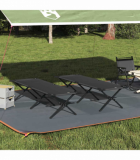 vidaXL Folding Camping Bed Folding Manual Black Oxford fabric