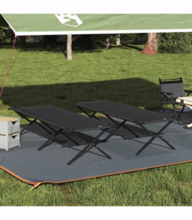 vidaXL Folding Camping Bed Folding Manual Black Oxford fabric