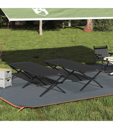 vidaXL Folding Camping Bed Folding Manual Black Oxford fabric