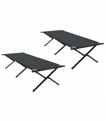 vidaXL Folding Camping Bed Folding Manual Black Oxford fabric