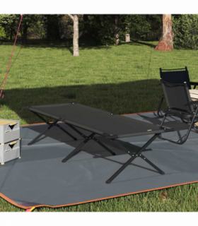 vidaXL Folding Camping Bed Folding Manual Black Oxford fabric