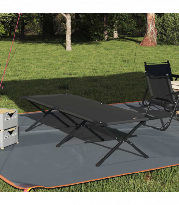 vidaXL Folding Camping Bed Folding Manual Black Oxford fabric