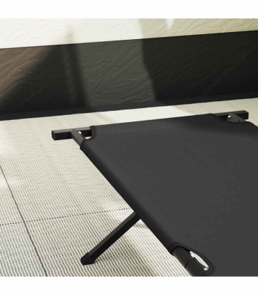 vidaXL Folding Camping Bed Folding Manual Black Oxford fabric