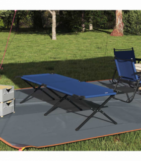 vidaXL Folding Camping Bed Folding Manual Blue Oxford fabric