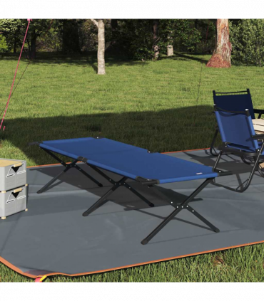 vidaXL Folding Camping Bed Folding Manual Blue Oxford fabric