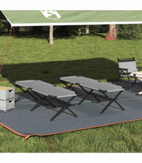 vidaXL Folding Camping Bed Folding Manual Grey Oxford fabric