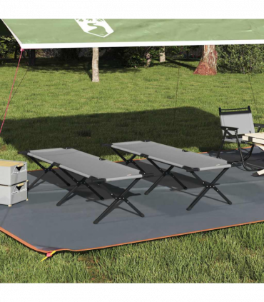 vidaXL Folding Camping Bed Folding Manual Grey Oxford fabric