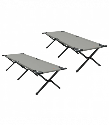 vidaXL Folding Camping Bed Folding Manual Grey Oxford fabric
