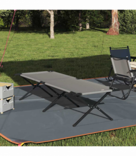 vidaXL Folding Camping Bed Folding Manual Grey Oxford fabric