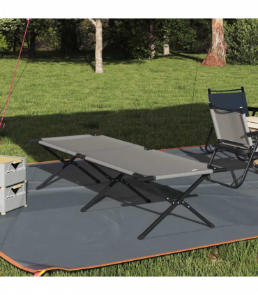 vidaXL Folding Camping Bed Folding Manual Grey Oxford fabric