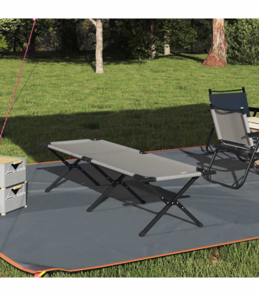 vidaXL Folding Camping Bed Folding Manual Grey Oxford fabric