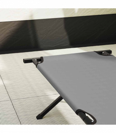 vidaXL Folding Camping Bed Folding Manual Grey Oxford fabric