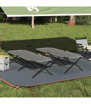 vidaXL Folding Camping Bed Folding Manual Grey Oxford fabric