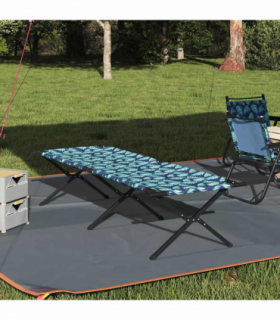 vidaXL Folding Camping Bed Folding Manual Leaf pattern Oxford fabric