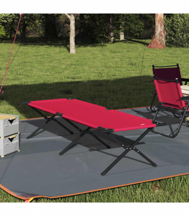 vidaXL Folding Camping Bed Folding Manual Red Oxford fabric