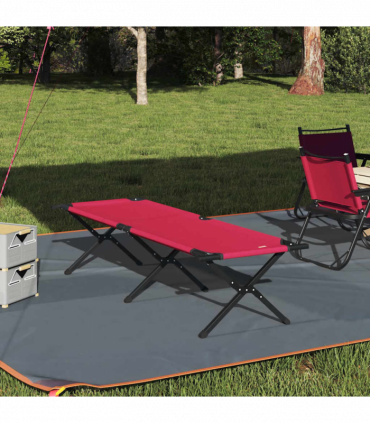 vidaXL Folding Camping Bed Folding Manual Red Oxford fabric