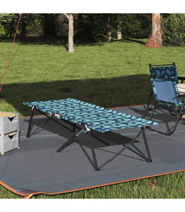 vidaXL Folding Camping Bed Leaf pattern 206 x 76 x 74 cm Oxford fabric