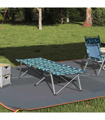 vidaXL Folding Camping Bed Leaf pattern 62 x 194 x 42 cm Oxford fabric