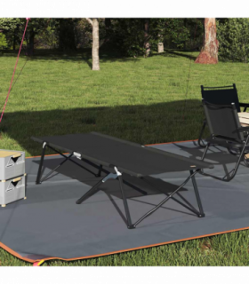vidaXL Folding Camping Bed Manual Black 206 x 76 x 74 cm Oxford fabric