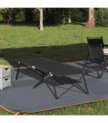vidaXL Folding Camping Bed Manual Black 206 x 76 x 74 cm Oxford fabric