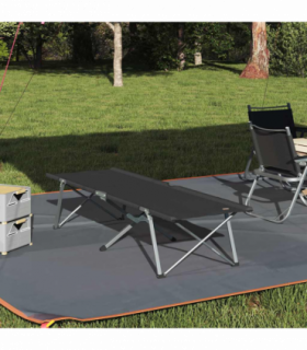 vidaXL Folding Camping Bed Manual Black 62 x 194 x 42 cm Oxford fabric