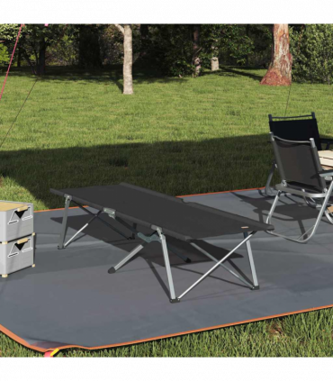 vidaXL Folding Camping Bed Manual Black 62 x 194 x 42 cm Oxford fabric